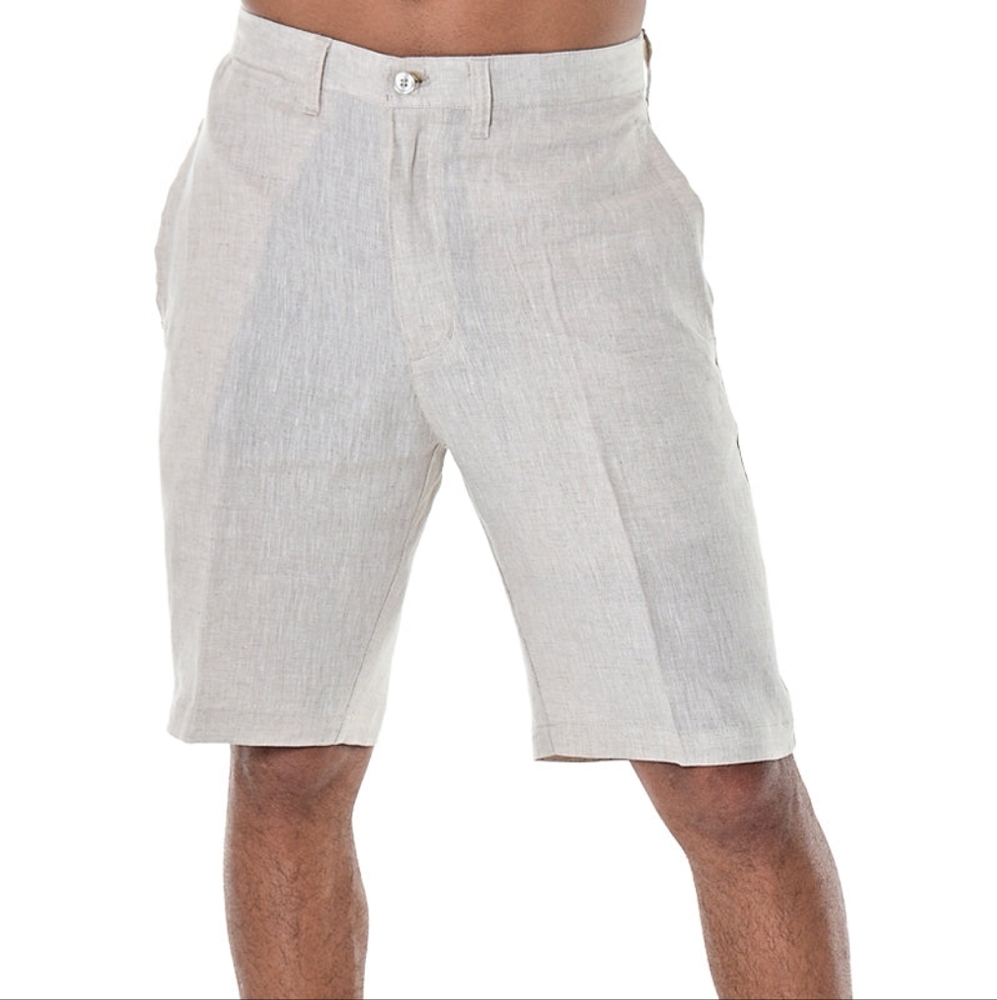 Bohio 100% Linen Casual Flat Front Resort Preppy Summer Linen Shorts - Men's